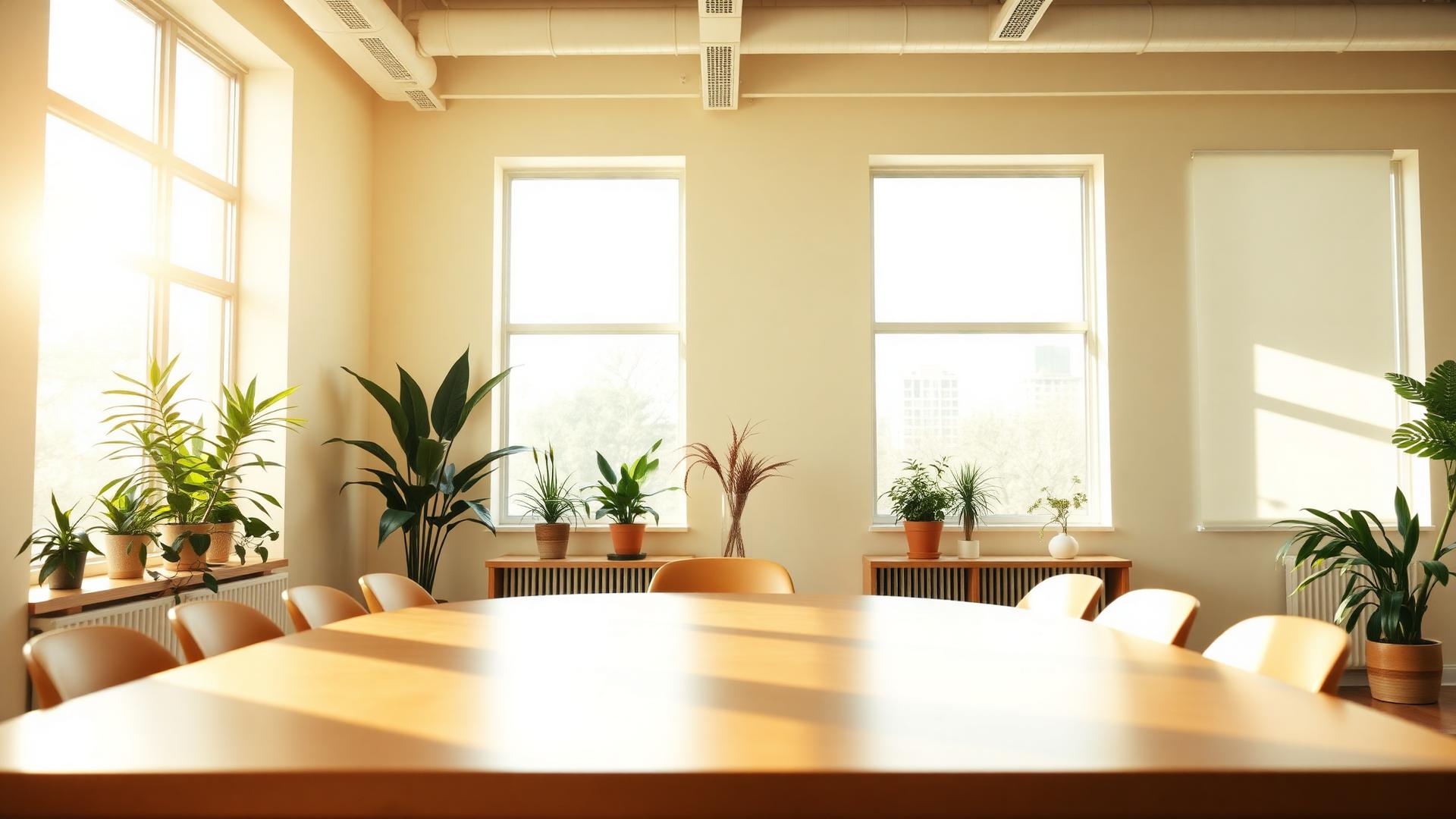 Sunlit nonprofit boardroom